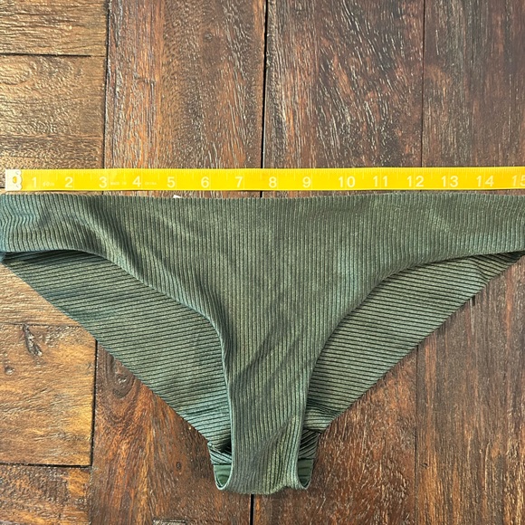 Aerie Olive Green Shine Ribbed Bikini Swim Bottoms - Picture 5 of 6